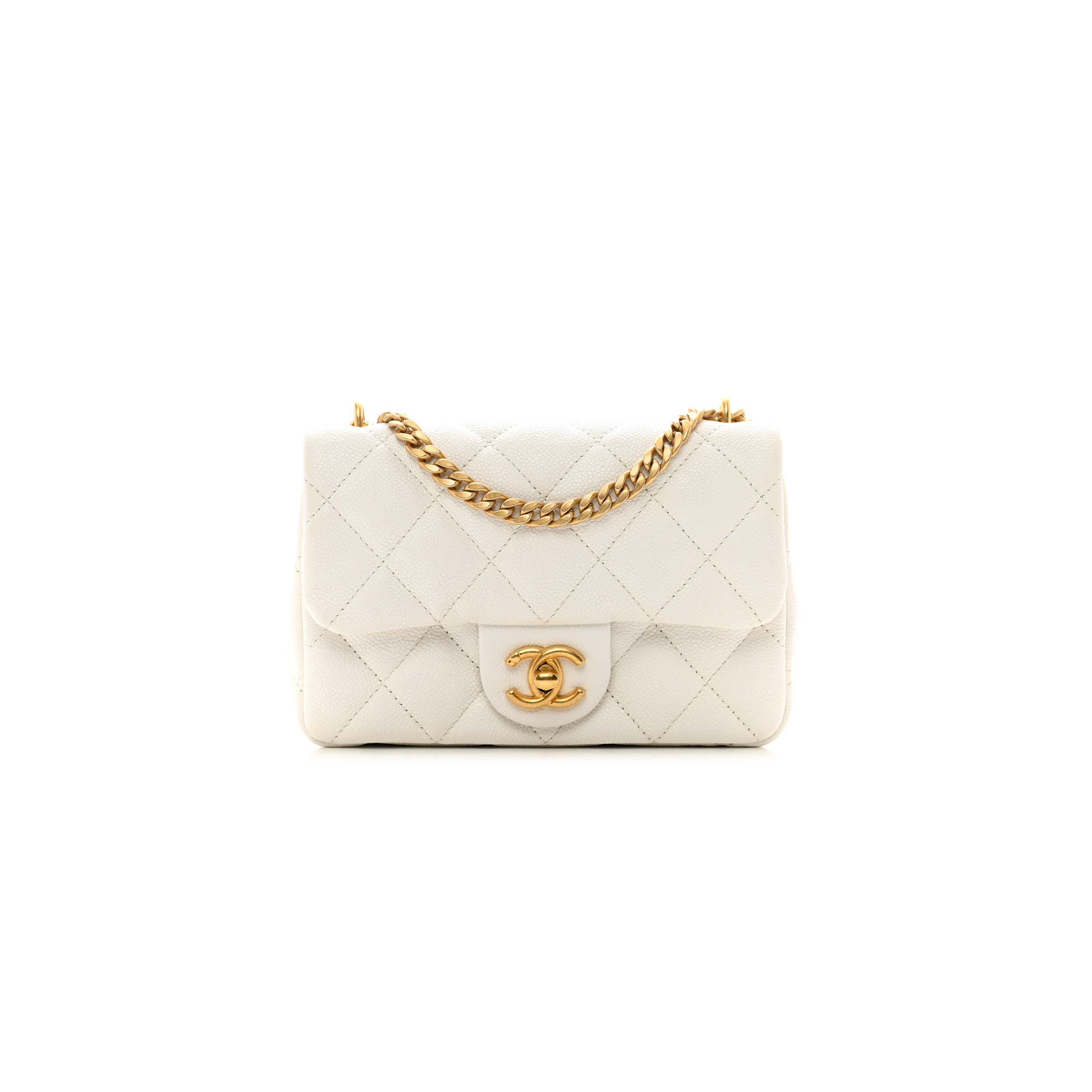 Ch*el master heart buckle flap bag white medium (20*14*8cm)